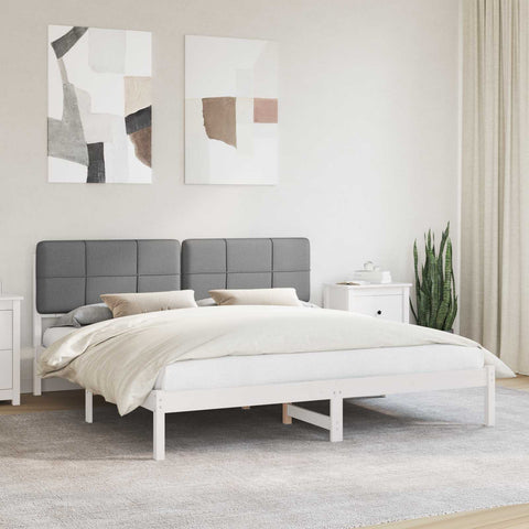 vidaXL Bed Frame with Upholstered Headboard Light Grey 200 x 200 cm