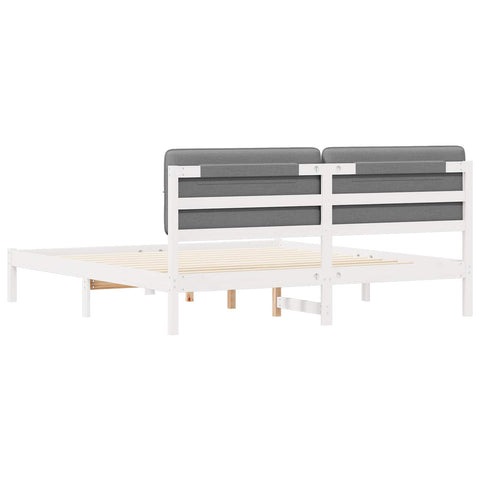 vidaXL Bed Frame with Upholstered Headboard Light Grey 200 x 200 cm