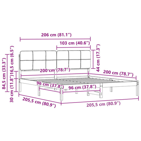 vidaXL Bed Frame with Upholstered Headboard Light Grey 200 x 200 cm