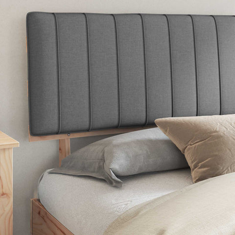 vidaXL Bed Frame with Upholstered Headboard Light Grey 200 x 200 cm