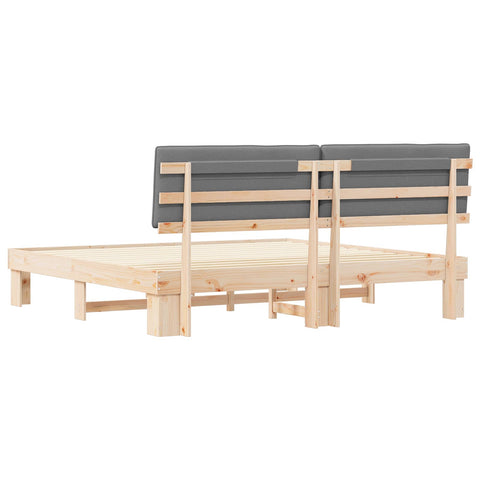 vidaXL Bed Frame with Upholstered Headboard Light Grey 200 x 200 cm