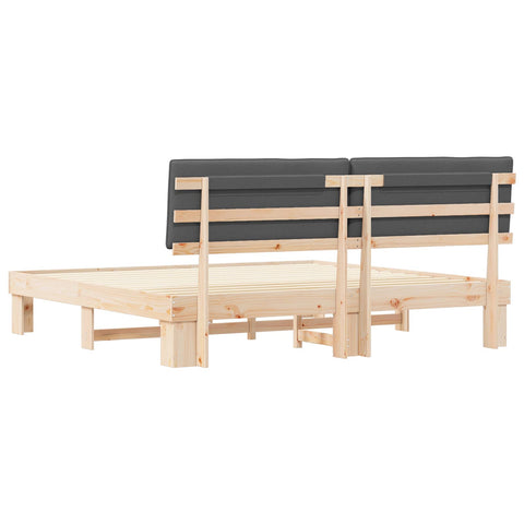 vidaXL Bed Frame with Upholstered Headboard Dark Grey 200 x 200 cm