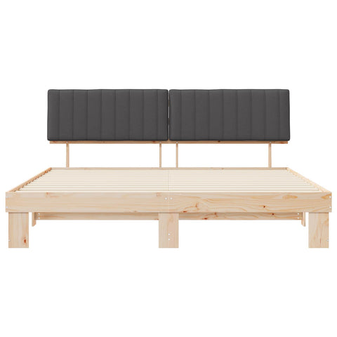 vidaXL Bed Frame with Upholstered Headboard Dark Grey 200 x 200 cm