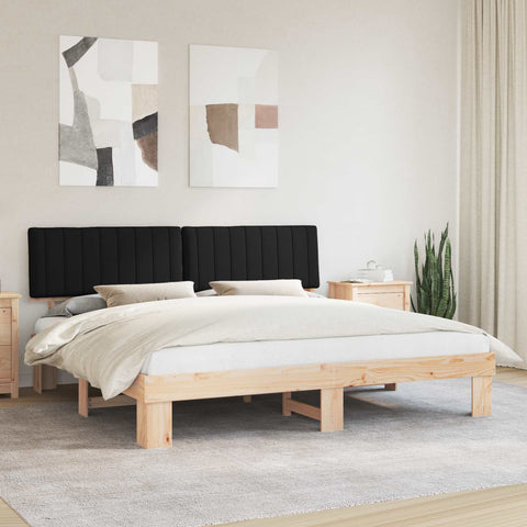 vidaXL Bed Frame with Upholstered Headboard Black 200 x 200 cm