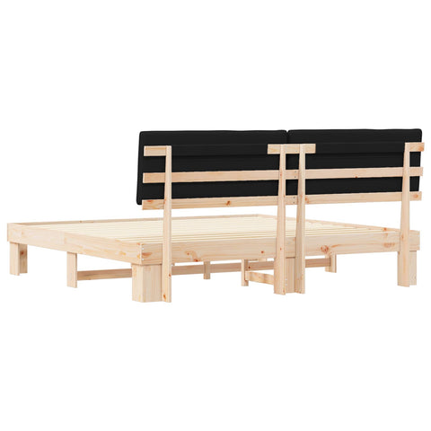 vidaXL Bed Frame with Upholstered Headboard Black 200 x 200 cm