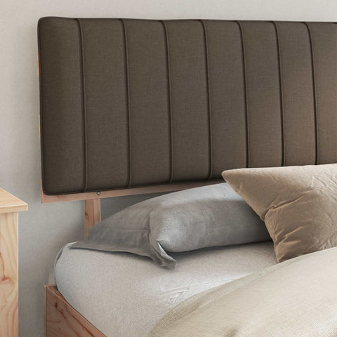vidaXL Bed Frame with Upholstered Headboard Taupe 200 x 200 cm
