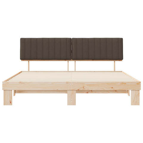 vidaXL Bed Frame with Upholstered Headboard Taupe 200 x 200 cm
