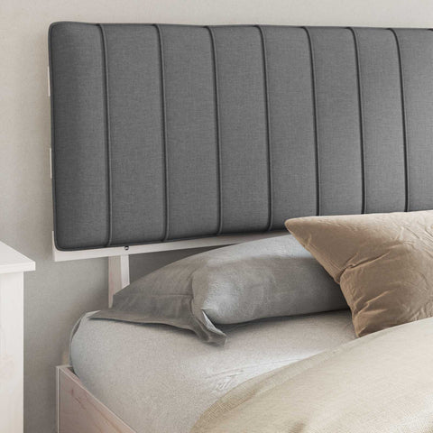 vidaXL Bed Frame with Upholstered Headboard Light Grey 200 x 200 cm