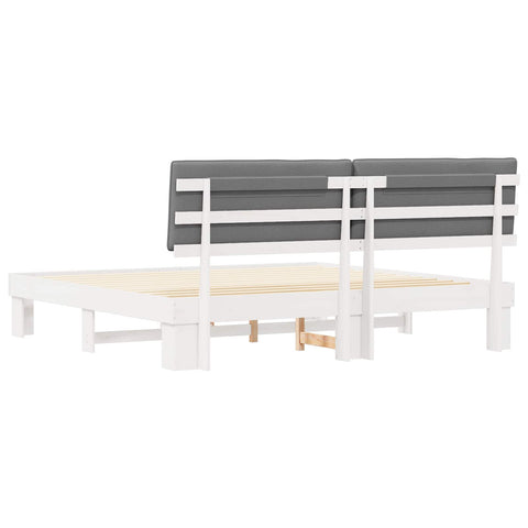 vidaXL Bed Frame with Upholstered Headboard Light Grey 200 x 200 cm