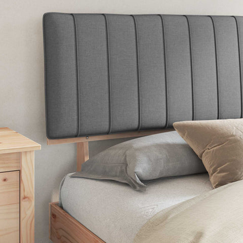 vidaXL Bed Frame with Upholstered Headboard Light Grey 180 x 200 cm