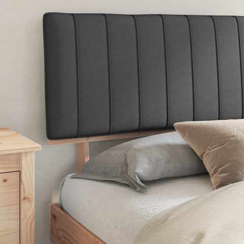 vidaXL Bed Frame with Upholstered Headboard Dark Grey 180 x 200 cm