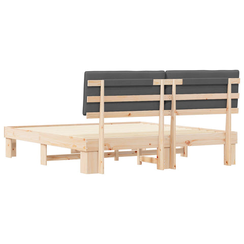 vidaXL Bed Frame with Upholstered Headboard Dark Grey 180 x 200 cm