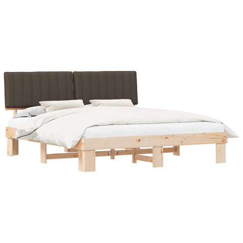 vidaXL Bed Frame with Upholstered Headboard Taupe 180 x 200 cm
