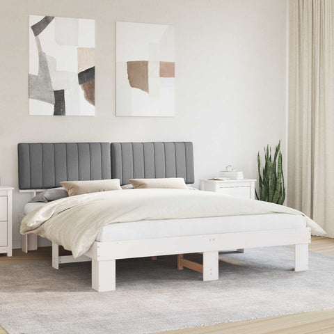 vidaXL Bed Frame with Upholstered Headboard Light Grey 180 x 200 cm