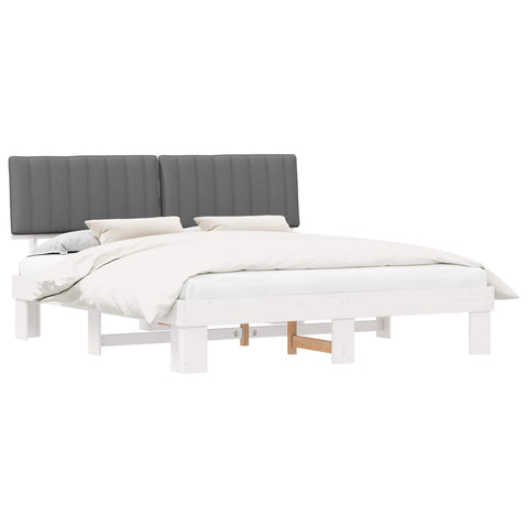 vidaXL Bed Frame with Upholstered Headboard Light Grey 180 x 200 cm