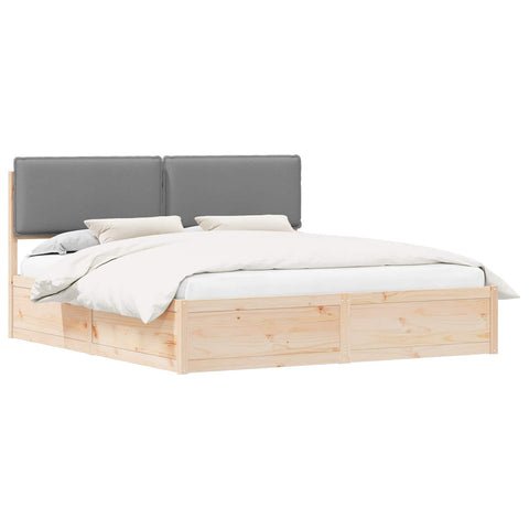 vidaXL Bed Frame with Upholstered Headboard Light Grey 200 x 200 cm
