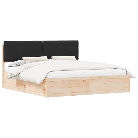 vidaXL Bed Frame with Upholstered Headboard Black 200 x 200 cm