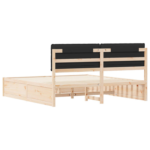 vidaXL Bed Frame with Upholstered Headboard Black 200 x 200 cm