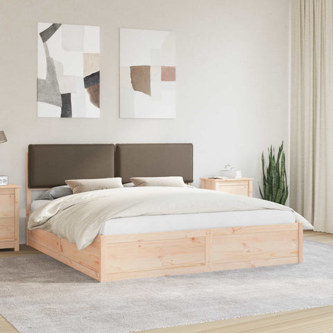 vidaXL Bed Frame with Upholstered Headboard Taupe 200 x 200 cm