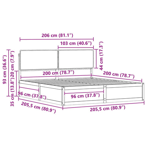 vidaXL Bed Frame with Upholstered Headboard Taupe 200 x 200 cm