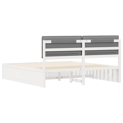 vidaXL Bed Frame with Upholstered Headboard Light Grey 200 x 200 cm