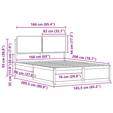 vidaXL Bed Frame with Upholstered Headboard Black 160 x 200 cm