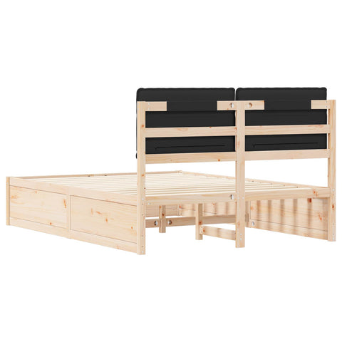 vidaXL Bed Frame with Upholstered Headboard Black 140 x 200 cm