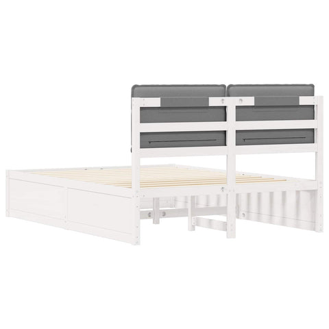 vidaXL Bed Frame with Upholstered Headboard Light Grey 140 x 190 cm