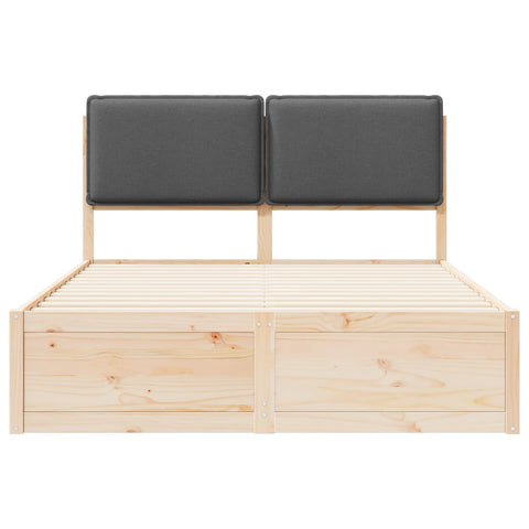 vidaXL Bed Frame with Upholstered Headboard Dark Grey 135 x 190 cm