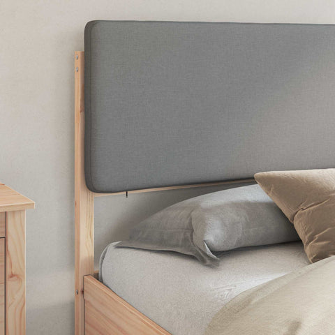 vidaXL Bed Frame with Upholstered Headboard Light Grey 200 x 200 cm