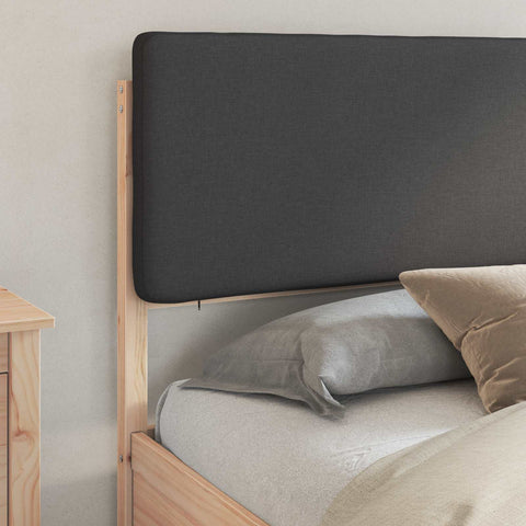 vidaXL Bed Frame with Upholstered Headboard Dark Grey 200 x 200 cm