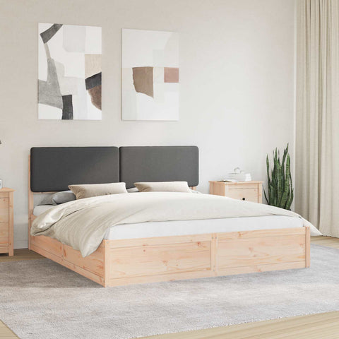 vidaXL Bed Frame with Upholstered Headboard Dark Grey 200 x 200 cm