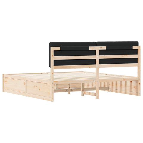 vidaXL Bed Frame with Upholstered Headboard Black 200 x 200 cm