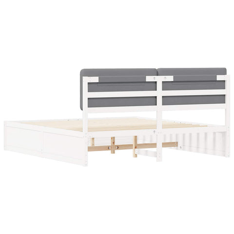 vidaXL Bed Frame with Upholstered Headboard Light Grey 200 x 200 cm