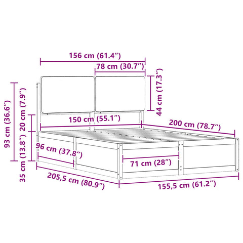 vidaXL Bed Frame with Upholstered Headboard Taupe 150 x 200 cm