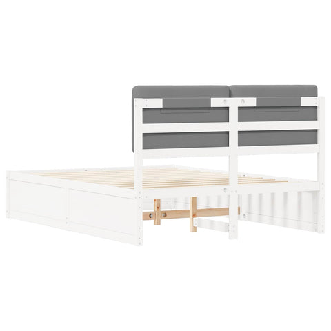 vidaXL Bed Frame with Upholstered Headboard Light Grey 150 x 200 cm