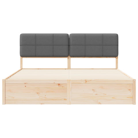 vidaXL Bed Frame with Upholstered Headboard Dark Grey 200 x 200 cm