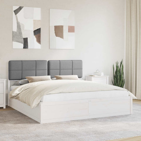vidaXL Bed Frame with Upholstered Headboard Light Grey 200 x 200 cm