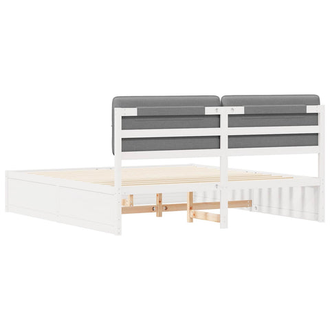 vidaXL Bed Frame with Upholstered Headboard Light Grey 200 x 200 cm