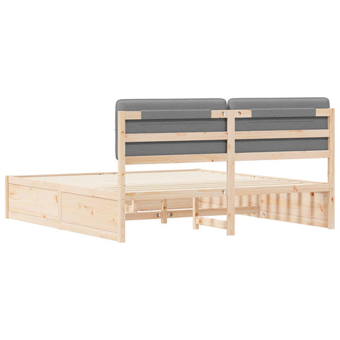 vidaXL Bed Frame with Upholstered Headboard Light Grey 180 x 200 cm