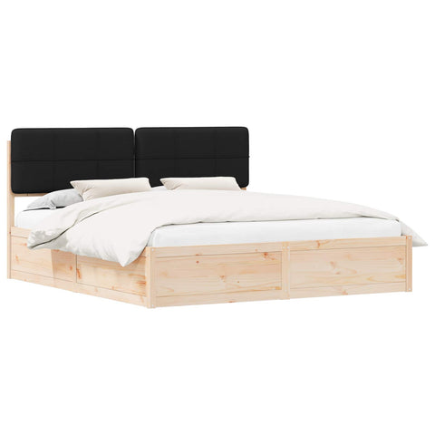 vidaXL Bed Frame with Upholstered Headboard Black 180 x 200 cm
