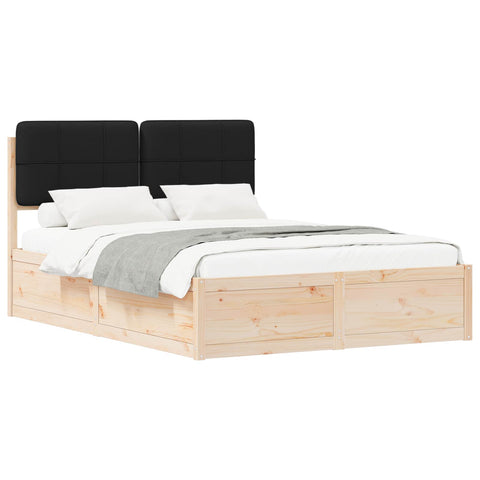 vidaXL Bed Frame with Upholstered Headboard Black 140 x 200 cm