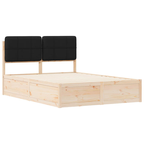 vidaXL Bed Frame with Upholstered Headboard Black 140 x 200 cm