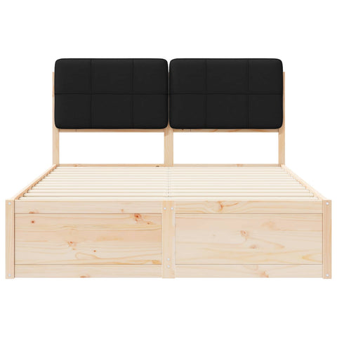 vidaXL Bed Frame with Upholstered Headboard Black 140 x 200 cm