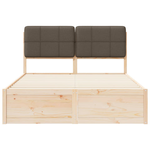 vidaXL Bed Frame with Upholstered Headboard Taupe 140 x 200 cm