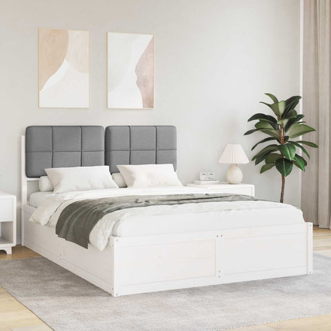 vidaXL Bed Frame with Upholstered Headboard Light Grey 140 x 200 cm