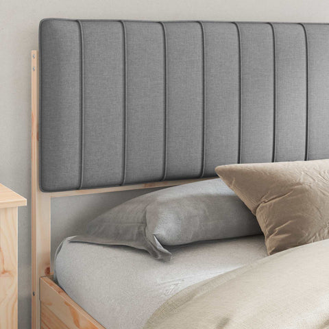 vidaXL Bed Frame with Upholstered Headboard Light Grey 200 x 200 cm