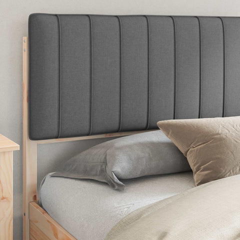 vidaXL Bed Frame with Upholstered Headboard Dark Grey 200 x 200 cm