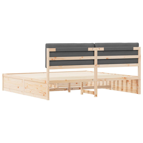 vidaXL Bed Frame with Upholstered Headboard Dark Grey 200 x 200 cm