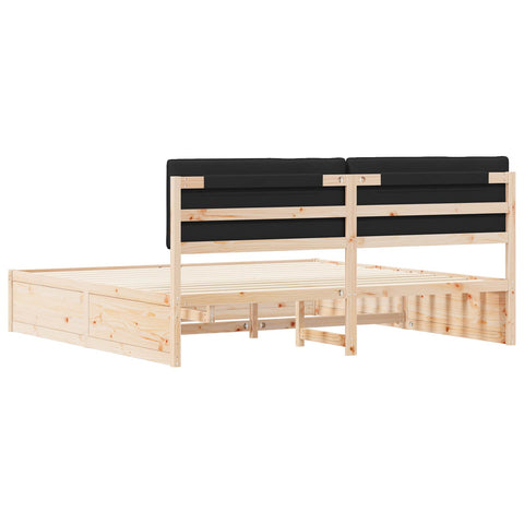 vidaXL Bed Frame with Upholstered Headboard Black 200 x 200 cm